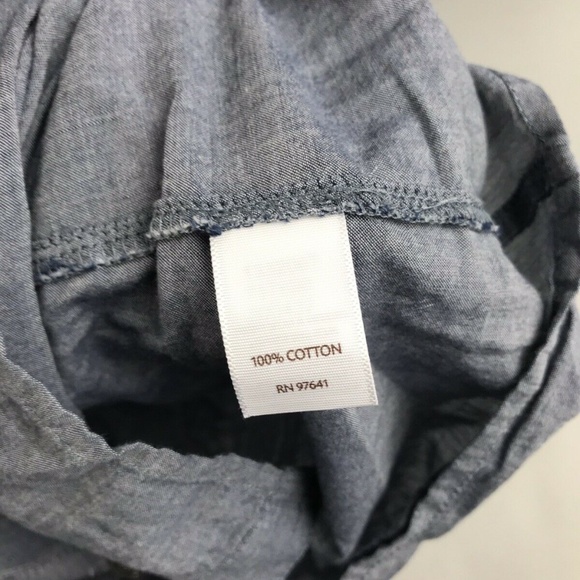 J. Jill Blue V Neck Button Blouse Roll Tab Size L - Picture 5 of 6